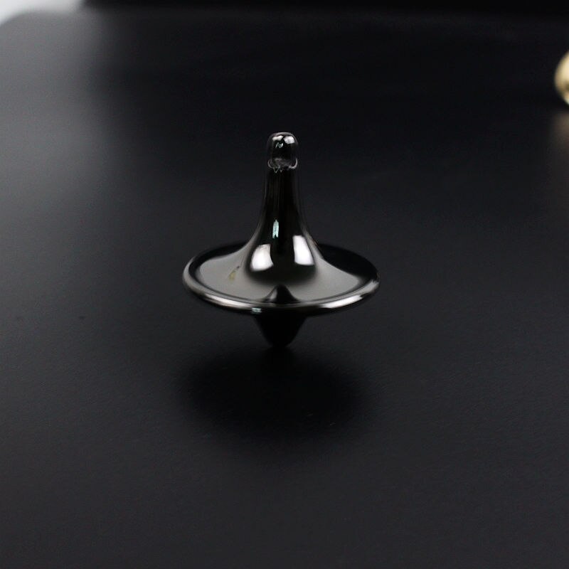 1Pcs Spinning Top Metal Gyro Great Accurate Silver Spinning Top Movie Totem Print Spinning Top: black