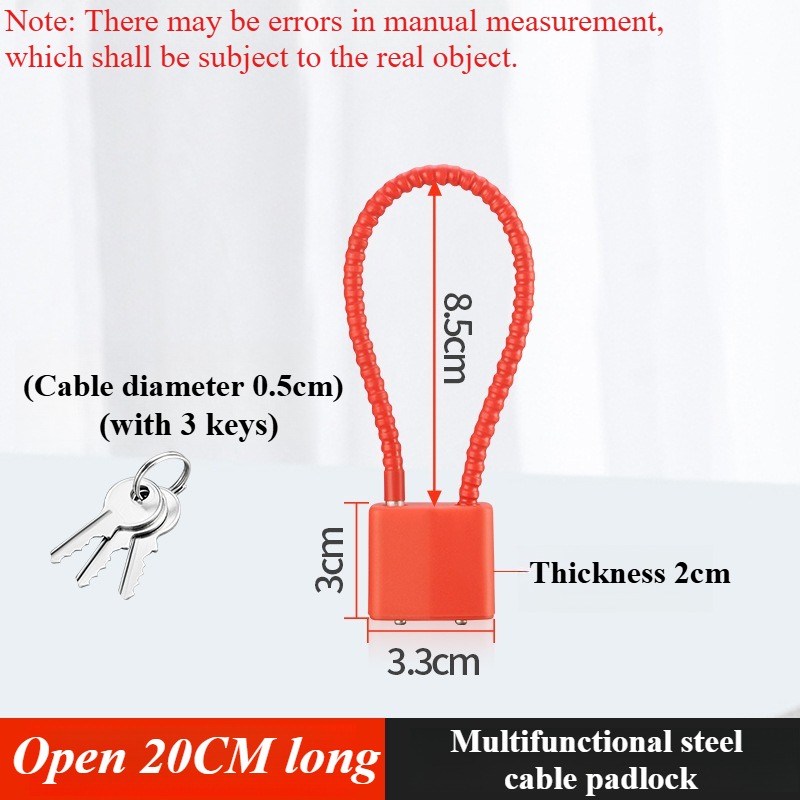 Portable Multifunctional Cable Lock Flexible Equipped with Keys Padlock Waterproof Alloy Steel Suitcase Lock Bicycle: Silver