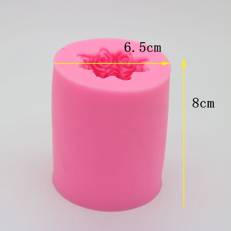 3d rosa blommor ljus silikon mögel diy gips gips mögel cylinder form silikon tvål ljus formar: Default Title
