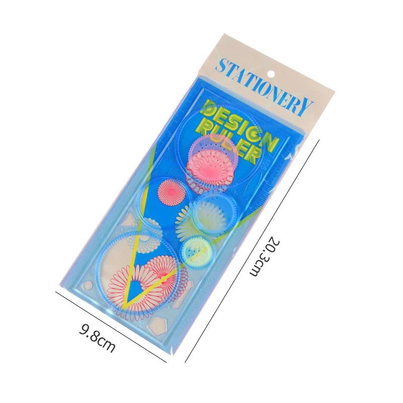 Modèles de peinture spirographe stylo à bille jouets de dessin pour enfants Puzzle art outil de bricolage multifonctionnel règle d'anniversaire TMZ: WHITE