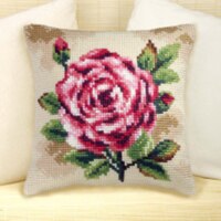 1flowers 04 DIY Needlework Kit Acrylic Yarn Embroidery Pillow Tapestry Canvas Cushion Front Cross Stitch Pillowcase-: MULTI