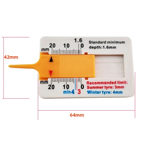 Digital Tread Depth Gauge For Car Tyre Tire Meter Thickness Gauges Automobile Tire Wear Detection Measuring Tools Depth Caliper: Yellow