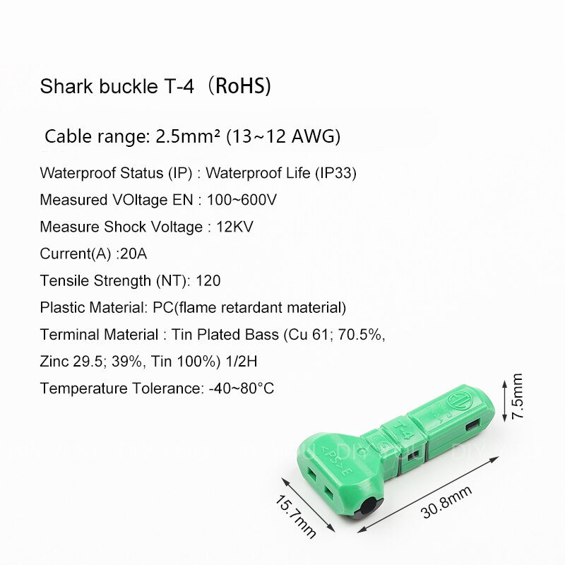 Jowx t -1/2/3/4/5/21 johdinliittimet t tyyppiset pikaliittimet lohko irtimaton kaapeli johdotus liitin 23-10 awg 0.3-4 mm 2: T -4 / 10 kpl