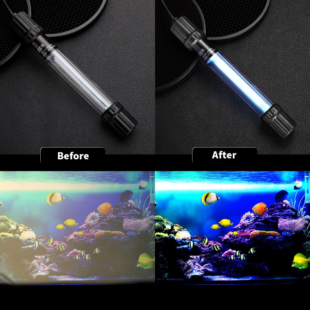 Aquarium Fish Tank UV Lamp Submersible UV Sterilizing Lamps UV Algae Removal Tube Lights Water Clean Green Algae Clear Light
