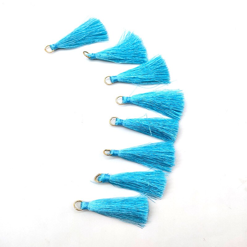 10 Pcs Silky Handmade Soft Craft Mini Tassels with Loops for Jewelry Making, DIY Projects, Bookmarks Accessories: Sky blue