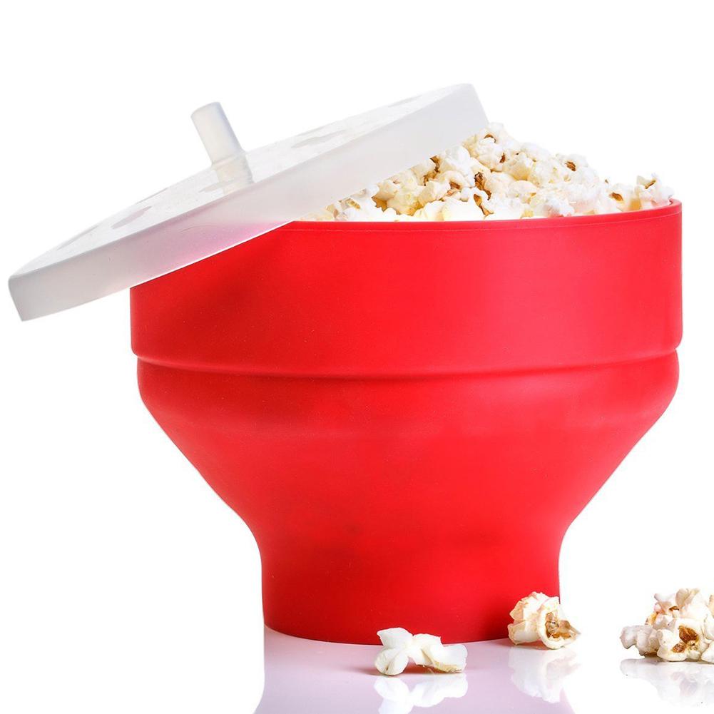 Siliconen Popcorn Maker Magnetron Popcorn Emmer Opvouwbare Siliconen Popcorn Emmer Poppers Kom Diy Popcorn Maker Met Deksel