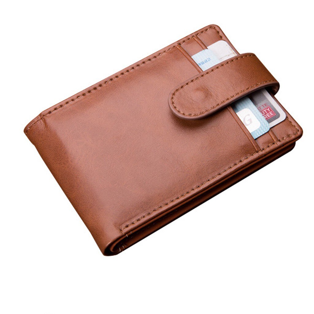 Wallet Men Retro Thin Wallet Men's Business Short Leather Card Case Walletgift For Father's Day Кошелек Женский#p30: Brown