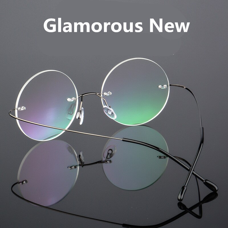 Steve Jobs Star Style Ultra-light Memory Titanium Wired Rimless Round Myopia Eyeglasses Optical Glasses Frame Men Women Eyewear