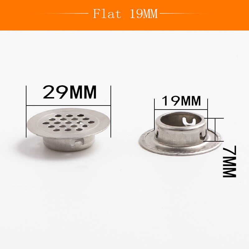 1pcs Dia.19mm/25mm/29mm/35mm/53mm Cabinet Air Vent Louver Mesh Hole round Stainless Steel Flat surface Convex surface: Flat 19mm
