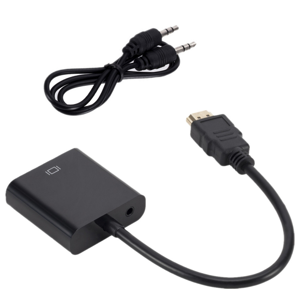 Convertisseur de câble HDMI vers VGA, pour tablettes, ordinateurs portables, PC, TV HD, avec alimentation Audio 3.5, adaptateur convertisseur mâle à femelle: Rouge