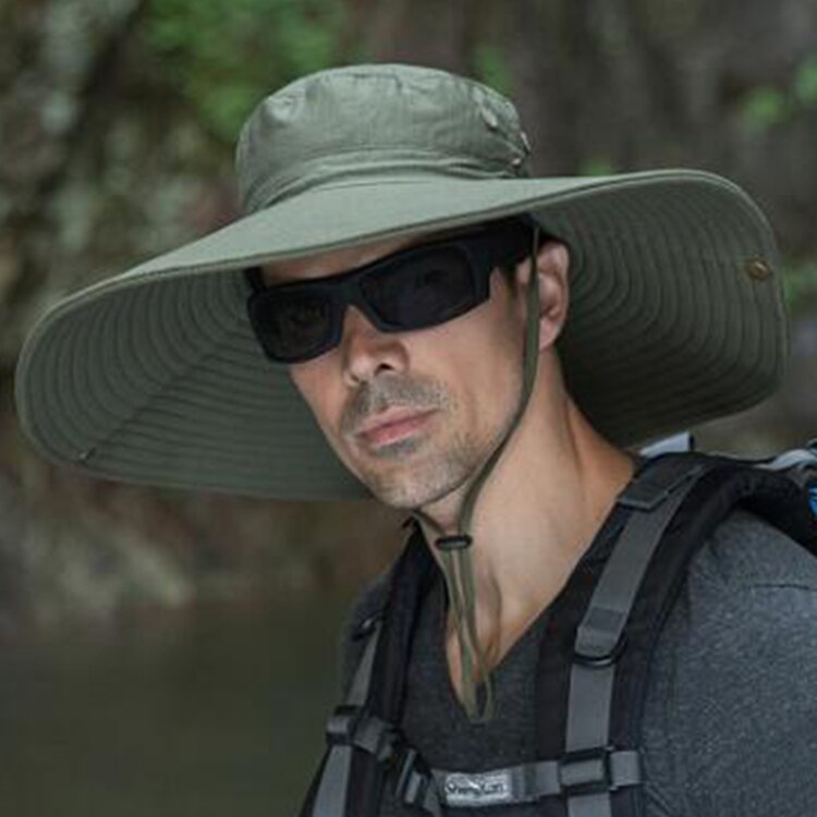 UPF 50+ Sun Hat Bucket Autumn Men Women Fishing Boonie Hat Sun UV Protection Long Large Wide Brim Mesh Hiking Outdoor Beach Cap: Green
