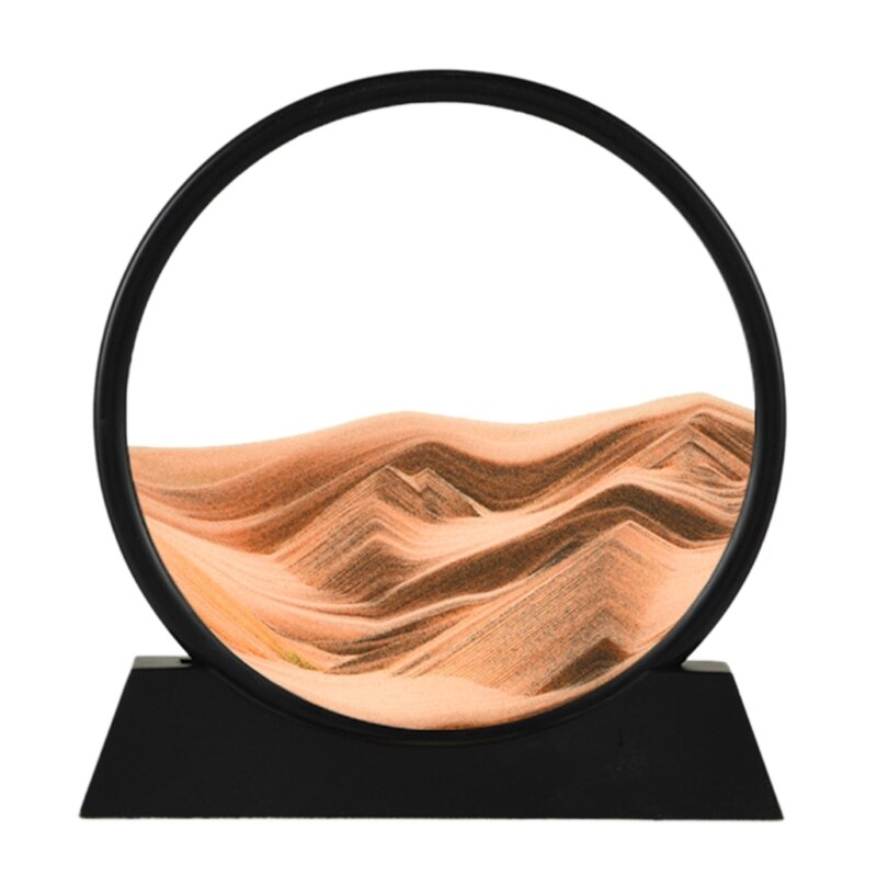 12 &quot;Bewegende Zand Kunst Foto Ronde Glazen 3D Diepzee Sandscape In Motion Display Vloeiende Zand Frame Ronde Glazen grit Foto Hourgl