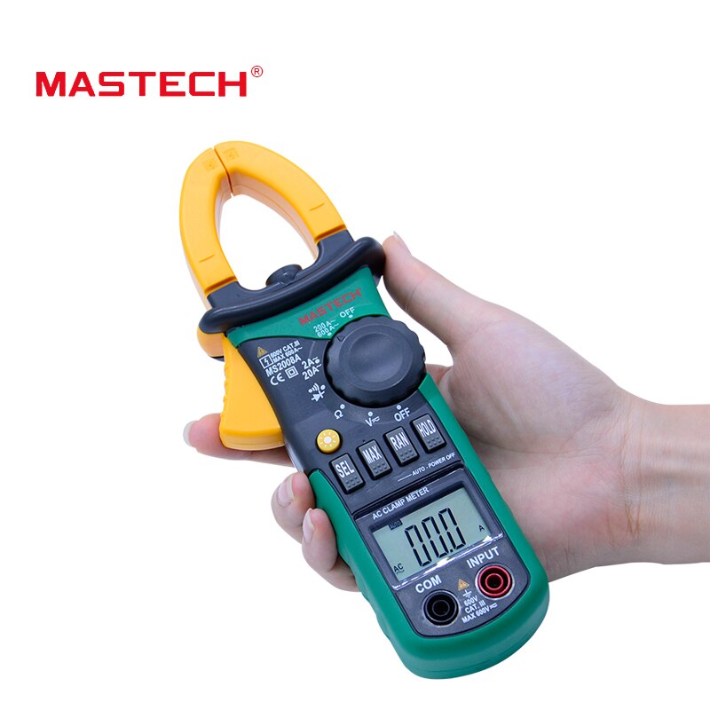 MASTECH MS2008A Digital Clamp Meters Auto Range Clamp Meter Ammeter Voltmeter Ohmmeter w/ LCD Backlight Current Voltage Tester