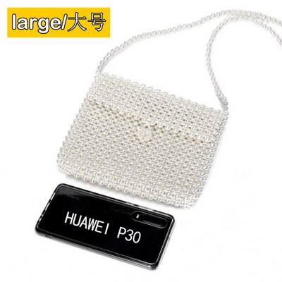 Brand Hand-woven Pearl Bags Lady Beaded Shoulder Bag Women Party Vintage Handbag Ins Small Flap Bag Mini Cross body Bag: YM1654big