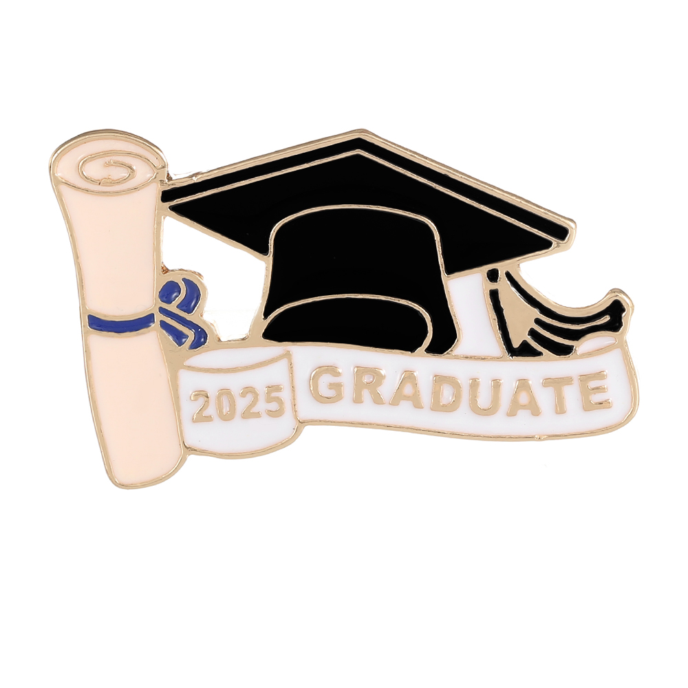 2025 Graduation Seizoen Emaille Broches Doctoraal Hoed Diploma Klasse Van 25 Pins Voor Student: Rhodium Plated