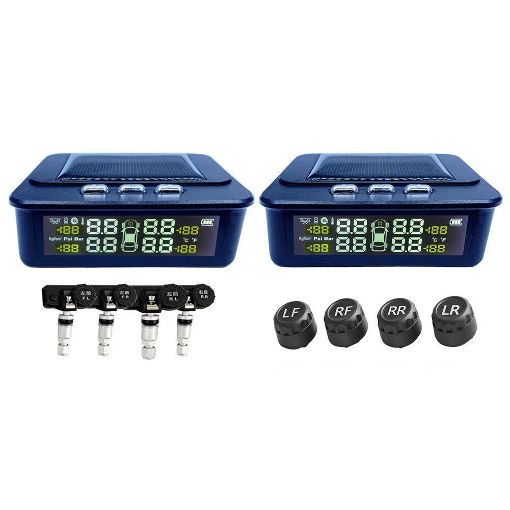 Solar Car TPMS LCD Display Auto Tire Pressure Monitoring Tyre Sensor Temperature Tire Pressure Alarm Warning System Visture