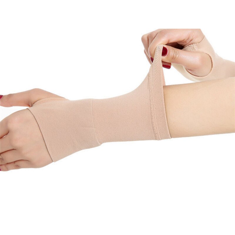 1 paar carpaal tunnel syndroom duim hand pols brace ondersteuning compressie bandage zwart & nude maat s/m/l