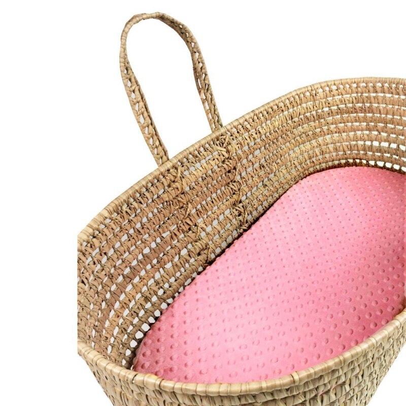 Bassinet Sheet Minky Dot Stretchy Craddle Sheets for Bassinet Mattress Pad Cover: fresh pink cover