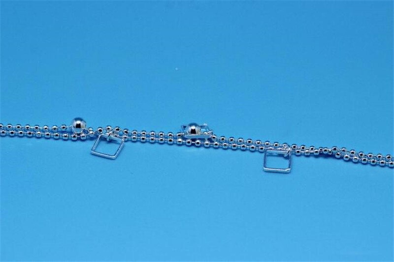 Aankomst Vrouwen Vierkante Double Layer Armband Meisjes Sieraden Mode 925 Sterling Zilveren Enkelbandje Vrouwelijke Party Accessoires Lady