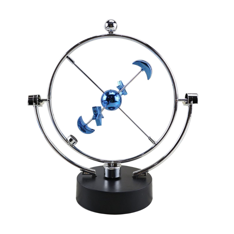 Kinetic Art Asteroid Electronic Perpetual Motion Desk Toy Home Decoration 7 Different Models Ball/Moon/Cube/Cupid: Star Moon Blue 601
