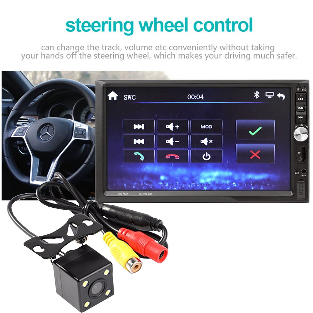 Polar Lander-Radio FM con pantalla táctil de 7 "para coche, reproductor multimedia de Audio MP5, vídeo, Bluetooth, 2DIN, 1024x600, 7022B