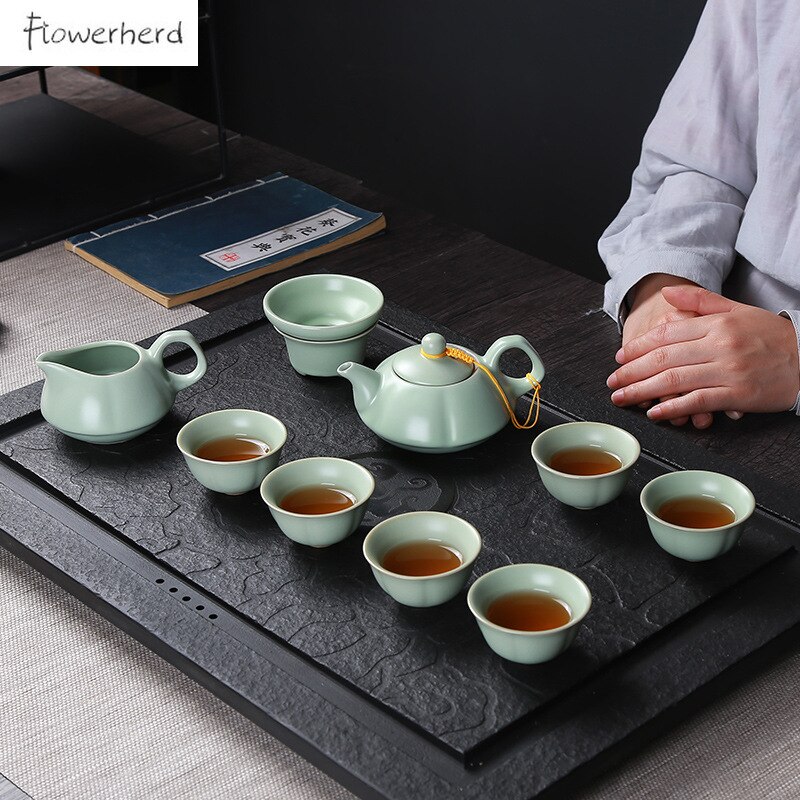 Keramische Kung Fu Thee Set Theewaar Theepot Kopje Thee Thee Zetgroep Gaiwan Aardewerk Thee Pot En Cup Set Chinese Thee set Thee Cup Set Van 6