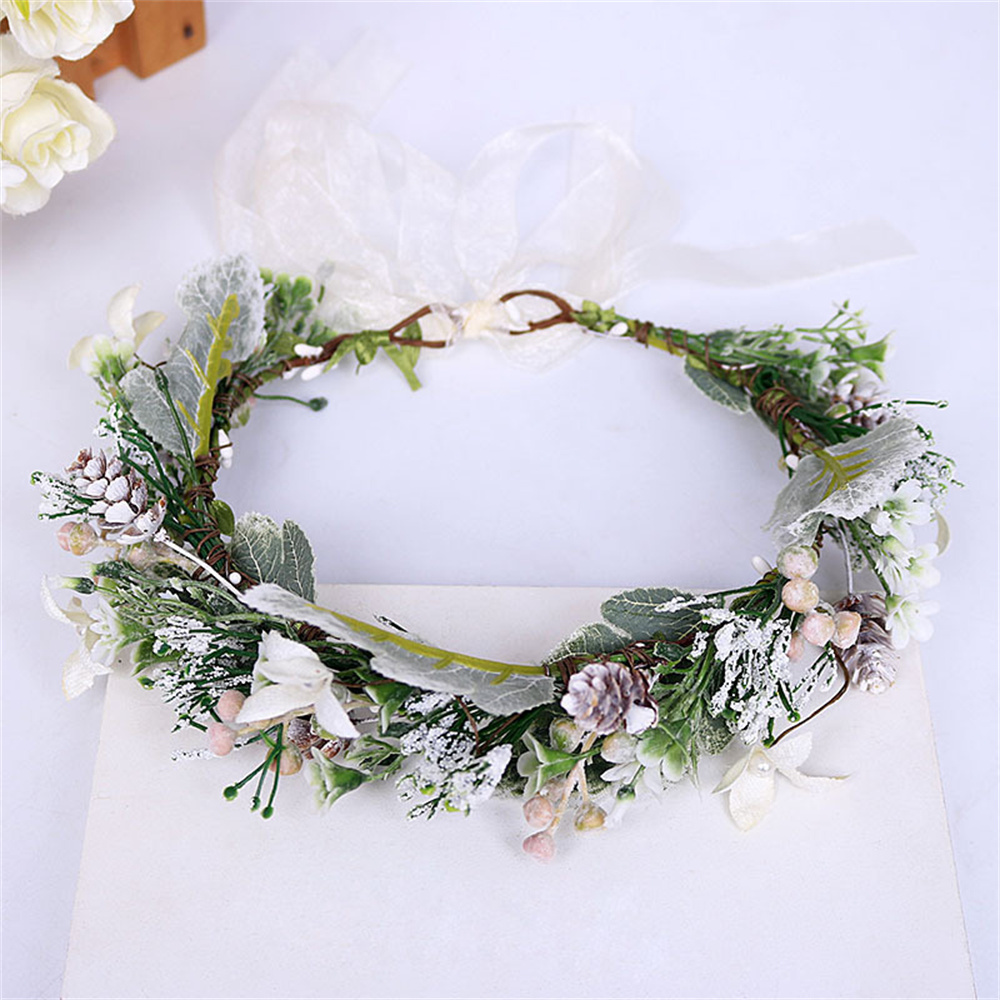 Corona de flores para niña y mujer, accesorios para el cabello para novia, diademas de flores hermosas, adorno para el cabello trenzado, vid para el cabello