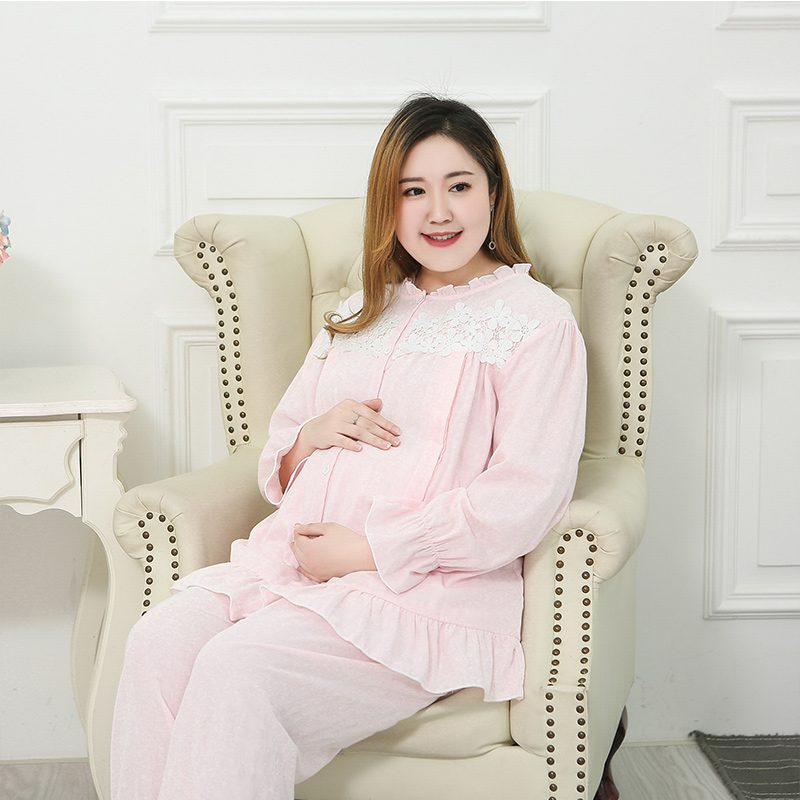 Pregnant mother breastfeeding pajamas 3XL-6XL Large size comfortable maternity clothes Pink blue yellow thin section
