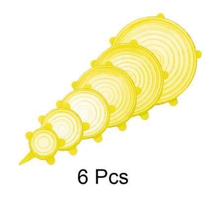 6/12 stuks siliconen rekdeksels universele deksel siliconen kom pot deksel siliconen deksel pan koken voedsel vers deksel magnetron deksel: 6 stuks geel