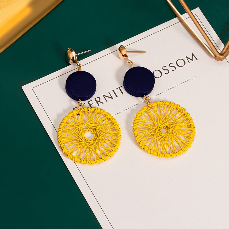 POXAM – boucles d'oreilles pour femmes, , jaune, mignon, géométrique, arcylique, goutte d'or, bijoux à la ,: Yellow 139