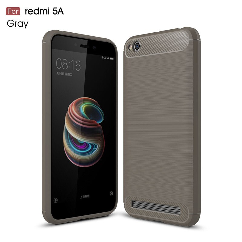 Voor Xiaomi Redmi 5A Case Siliconen Koolstofvezel Zware Schokbestendig Volledige Protector Ingericht Soft Tpu Case Voor Xiaomi Redmi 5A cover: Grijs