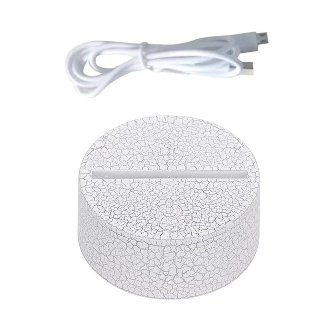 10Pcs 3D Led Lamp Base Acryl Nachtlampje Basis Led Usb Touch Afstandsbediening 7 Kleur-Passen Led lampvoet Verlichting Accessoires: White Crack 10PCS