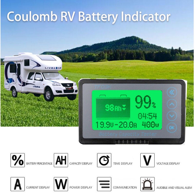Dc 500A Coulomb Meter Batterij Monitor Resterende Capaciteit Indicator Voltage Spanning Lithium Lifepo Lood-zuur 12V 24V test