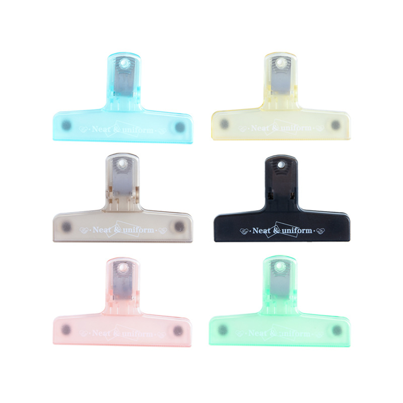Clips de papel de carpeta coloridos transparentes con palo magnético en la pizarra o la nevera para un fácil almacenamiento, utensilios escolares de oficina y cocina
