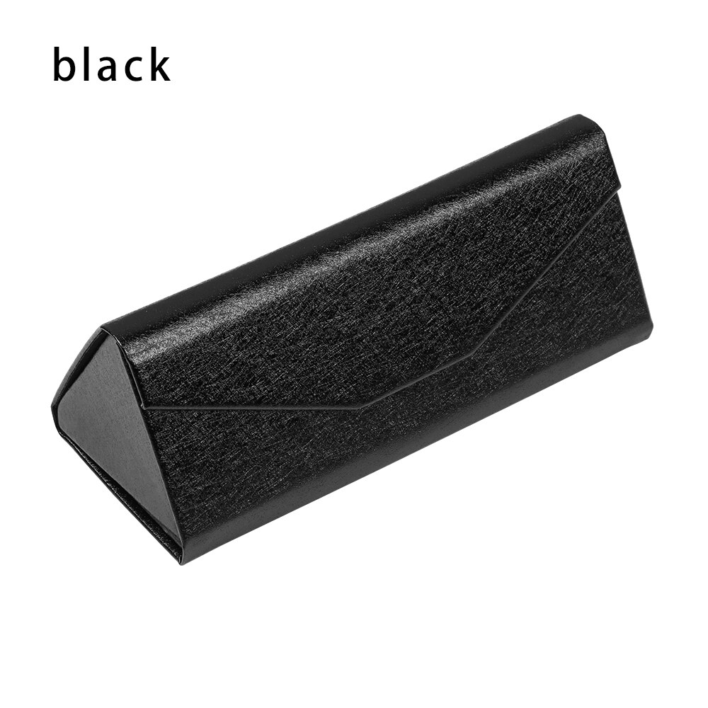 Boîte à lunettes pliante en forme de Triangle à aimant puissant, étui à lunettes étanche en PU, Grain de bois, boîte à lunettes de protection Portable 1 pièce: B black