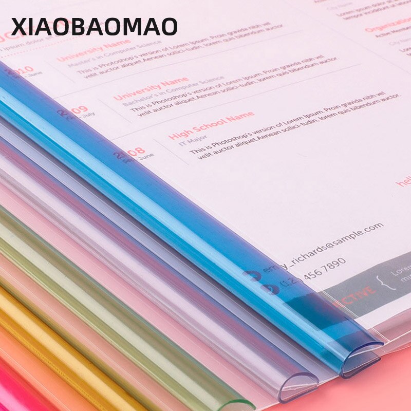 10 Pieces Color Transparent Draw Rod Folder File Report Resume Folder Thickened Draw Rod Folder Plastic Rod Clip
