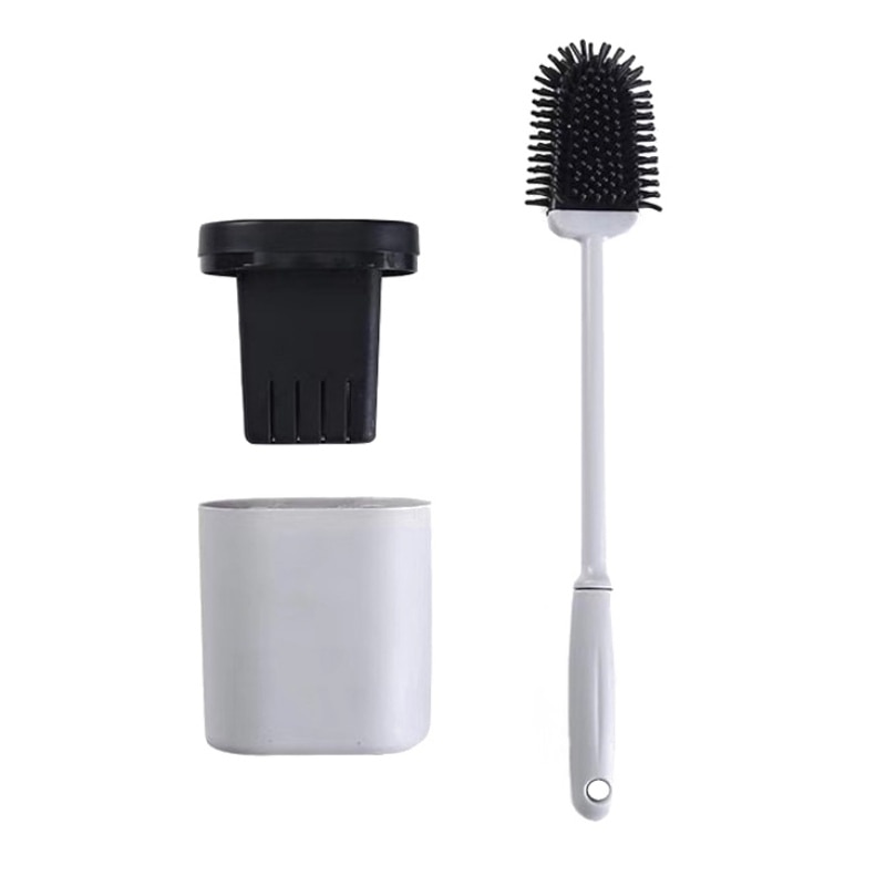 Testa di gomma Scopino con Supporto in silicone per Uso Domestico Spazzola per La Pulizia Bagno Wc Parete a forma di U Flessibile Può Essere Piegato pennello