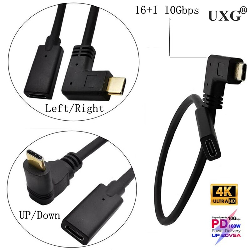 100W PD 5A typ C męski na żeński przedłużacz kabel 4K @ 60Hz USB-C USB3.1 Gen 2 10 gb/s przewód przedłużający dla Macbook Pro konsoli nintendo Switch