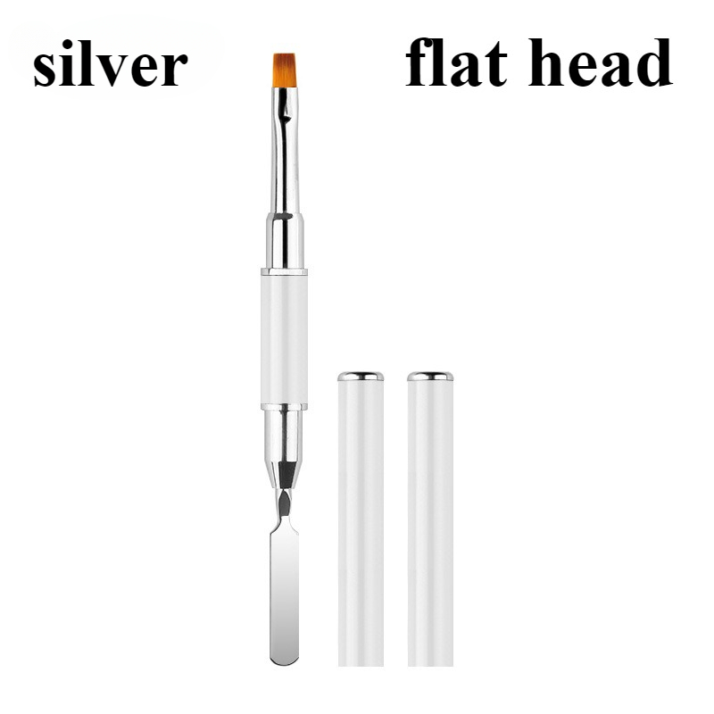 2-in-1 Dual beendet Poly Nagel Gel Bürste Pflücker Nagelbürste und Spachtel Edelstahl Gel für NäGel Verlängerungsgel Werkzeug
