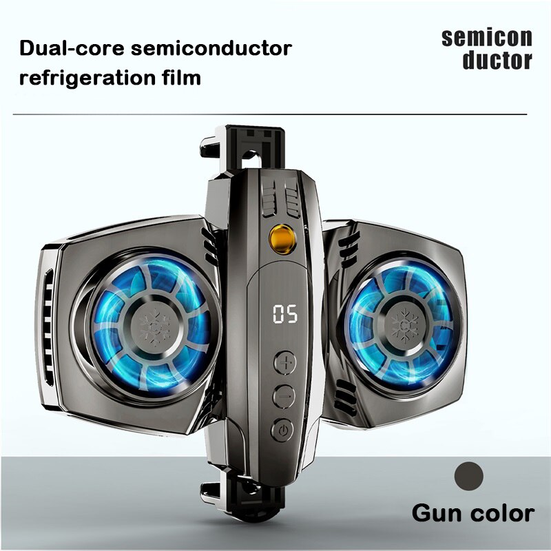 Kurioll podwójny wentylator chłodzący telefon komórkowy Cooler do przenośnego przenośnego chłodnicy do Xiaomi 11 Huawei iPhone 12 Samsung Gamepad Radiator: Gun Color