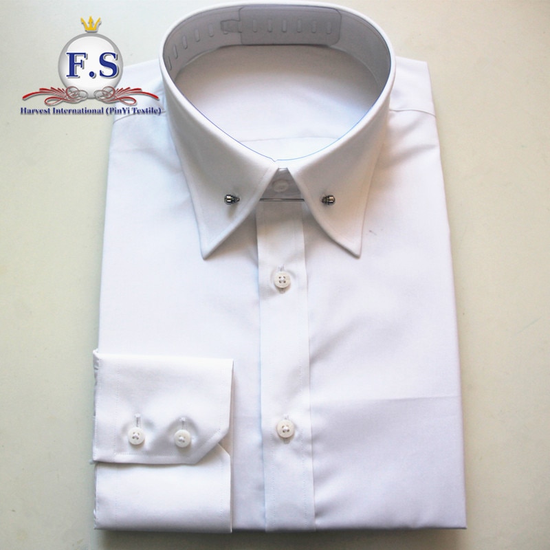 Tailored 100's 2ply Easy Care Popline Mannen Jurk Shirt Met Witte Pin Kraag