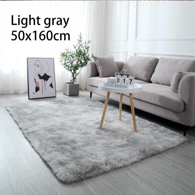 Thick Fluffy Carpet Room Plush Rug Children Bed Floor Decor Rugs Super Soft Plush Area Velvet Anti-slip Kids Play Mat 0.6-1.6m L: Light gray 50x160cm