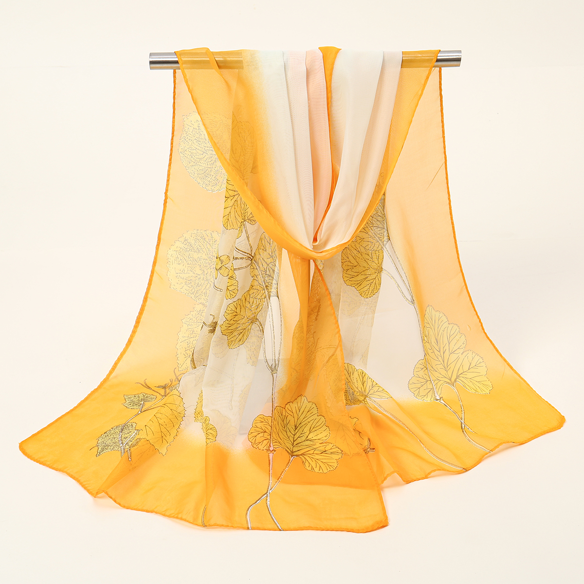 Bufanda con estampado Floral de verano, chales de seda de gasa ligeros y elegantes, toalla de protección solar para viajes y playa, turbante con diadema a la: Gris