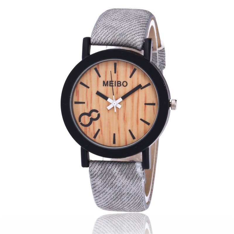 Meibo Modeling Houten Quartz Horloge Casual Houten Kleur Lederen Horloge: E