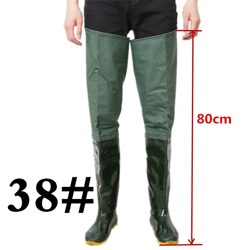 Korkeushyppy unisex 80cm korkeus kalastus kahluuhousu saappaat pvc materiaali pehmeä pohja kalastus kahluu monikäyttöinen oxota kalastus kahluu saappaat: 38