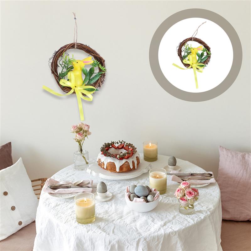 2pcs Easter Wall Hanging Garland Wreath Pendant Artificial Easter Garland