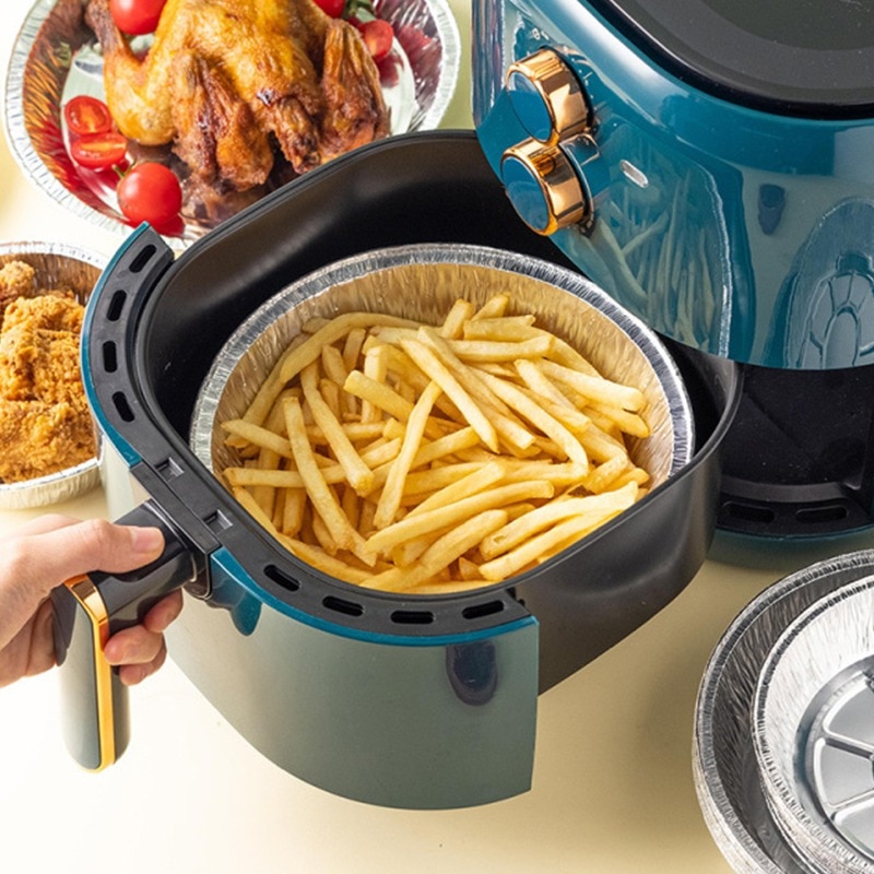50 stk olietæt aluminiumsfolie blikboks airfryer engangspapir liner non-stick dampkurv køkkenværktøj grill dryp pande bakke