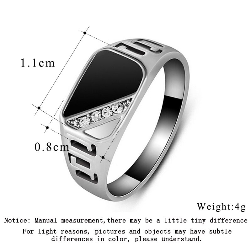 H: hyde Stijl Maat 7-12 Klassieke Goud-Kleur Strass Mannen Ring Zwart Emaille Mannelijke Vinger Ringen Beste selling Dy