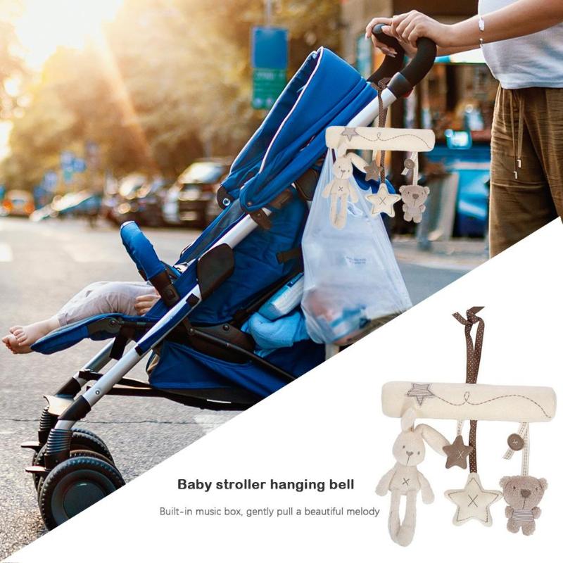 Baby Kinderwagen Hängen Glocke Krippe Spielzeug Baby Rasseln Weiche Nette Kaninchen Bär Form Mit Sicherheit Spiegel Songs Spielen Box Neue