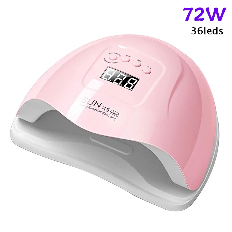 SUNC4 Plus-Lámpara LED para secado de uñas, 256/72W, 57/36 LED, UV, para esmalte de Gel, temporizador de 10/30/60/99S, herramienta de manicura con Sensor automático: SUN X5plus Pink